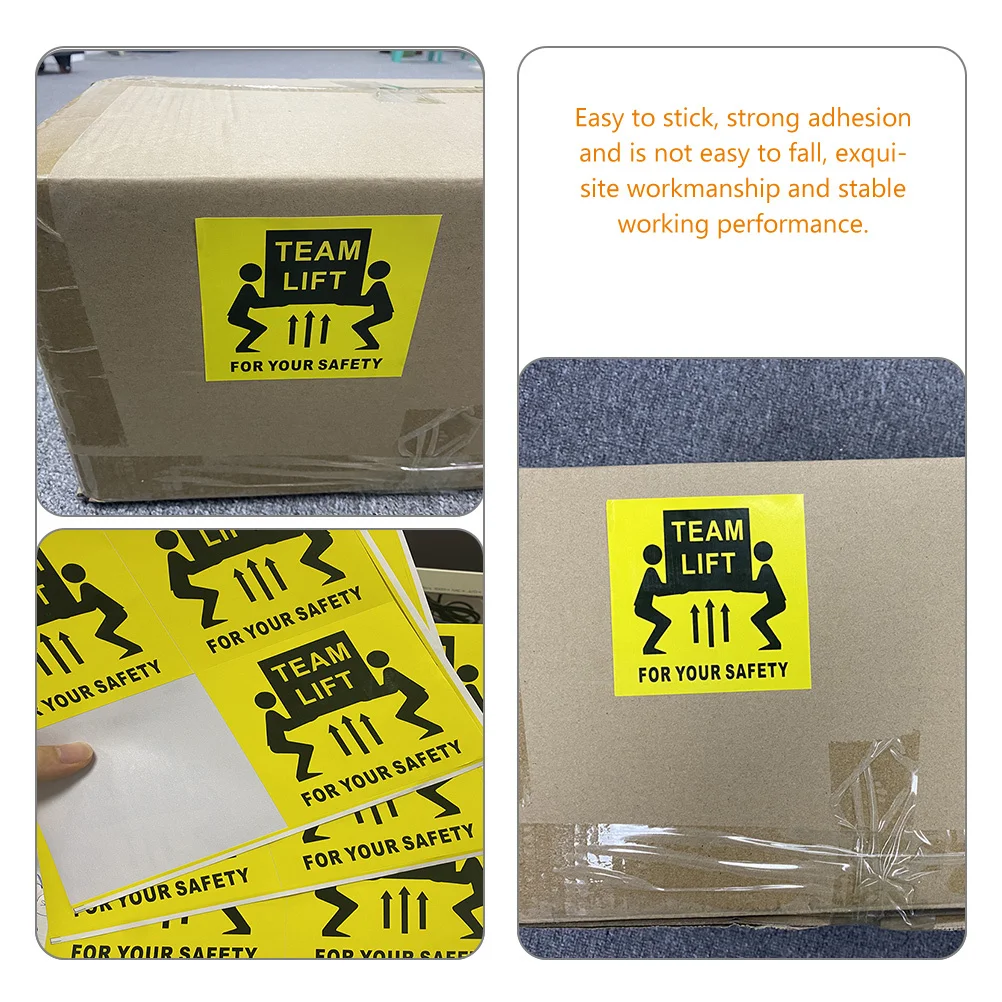 200pcs Outer Box Label Team Lift Warning Stickers Heavy Object Shipping Labels Self-Adhesive Safety Decal For Factory Hospital