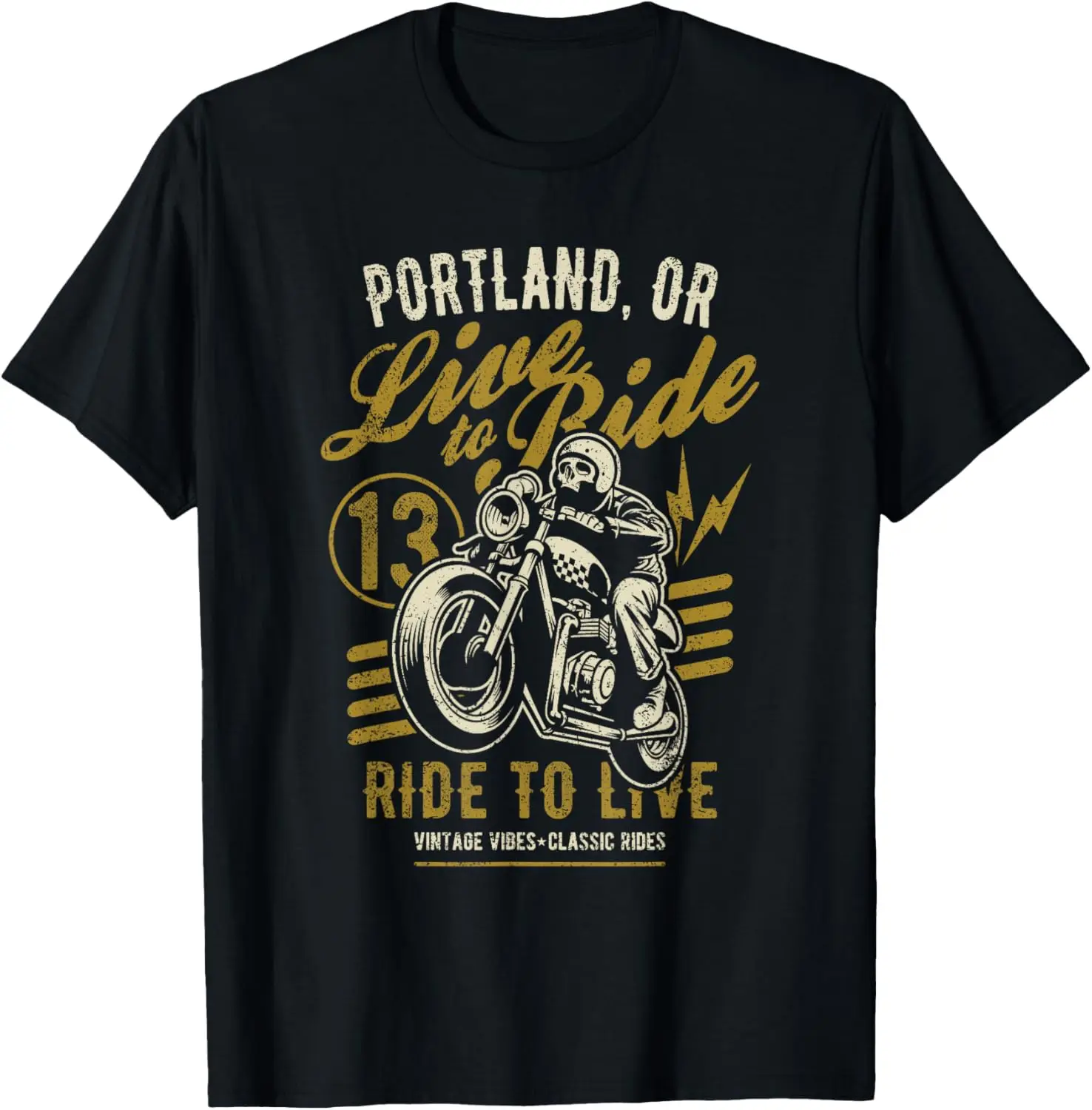 

Portland OR Motorcycle Biker Skull Rider Vintage Design T-Shirt Motorcycle