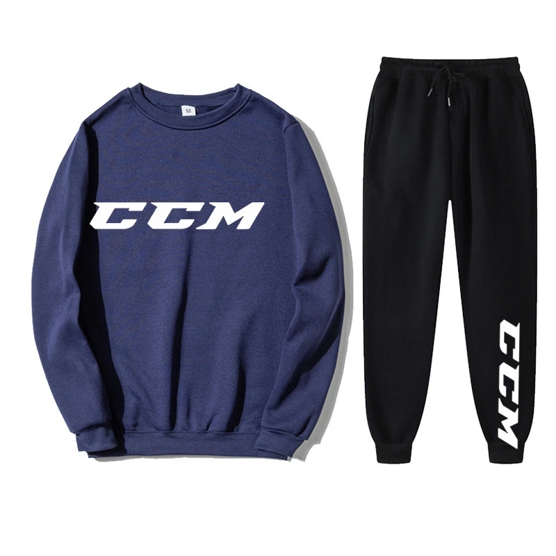 Conjunto de agasalho masculino, roupa esportiva quente, capuz e calças, terno streetwear, roupas CCM, primavera, outono, inverno