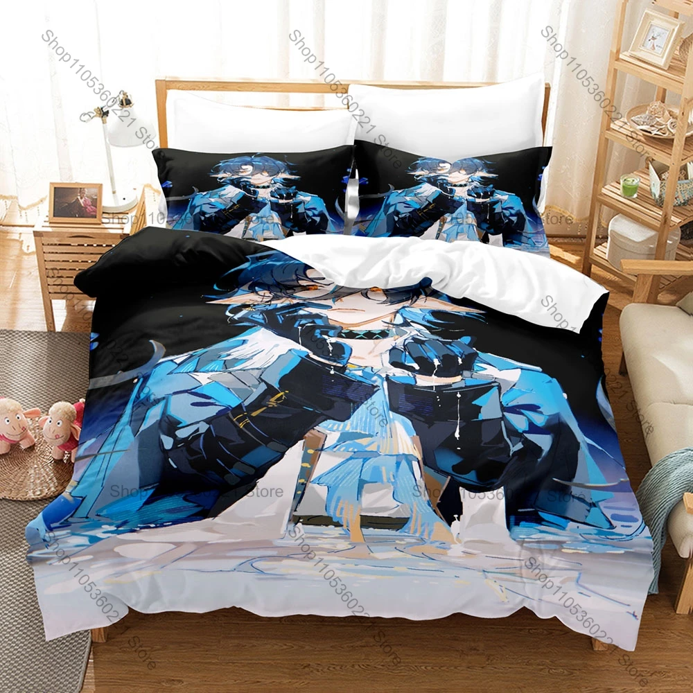 Arknights Anime Game Duvet Cover + 2 Pillowcases 3D Operator Print Polyester Bedding Teen Gaming Bedroom Decor