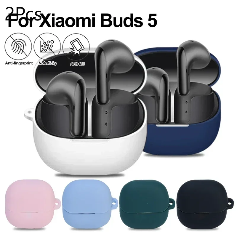

2pcs Case For Xiaomi Buds 5 Silicone Protective Case Bluetooth Earphone Cover Protector For Mi Buds 5 Wireless Earbuds Accessori