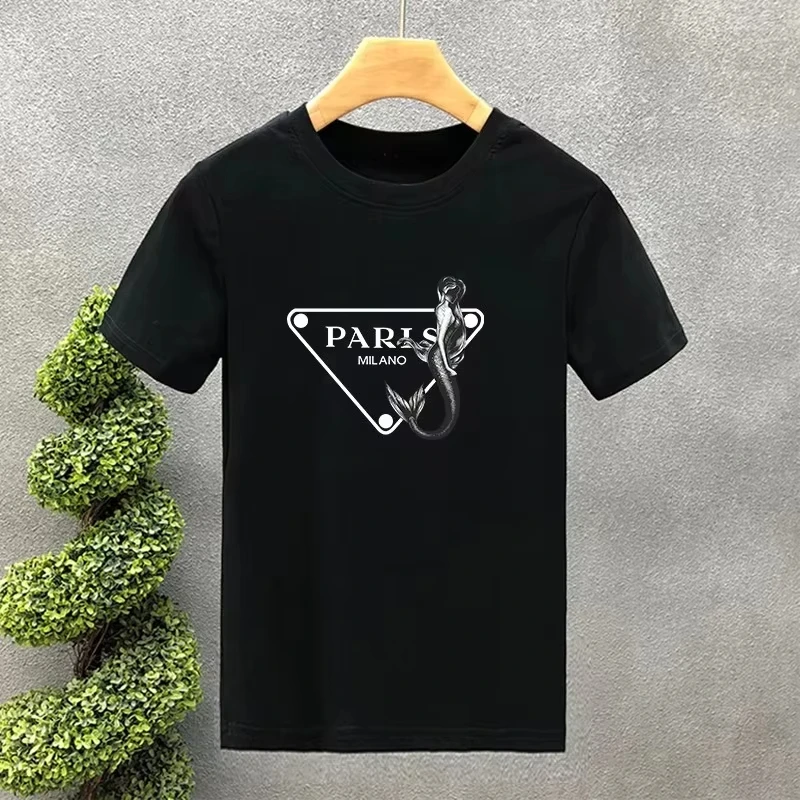 2026 Triangle Letter Graphic T‑Shirt Men Women Casual Cotton O‑Neck Short Sleeve Fashion Chest Print Streetwear Daily Tee Tops