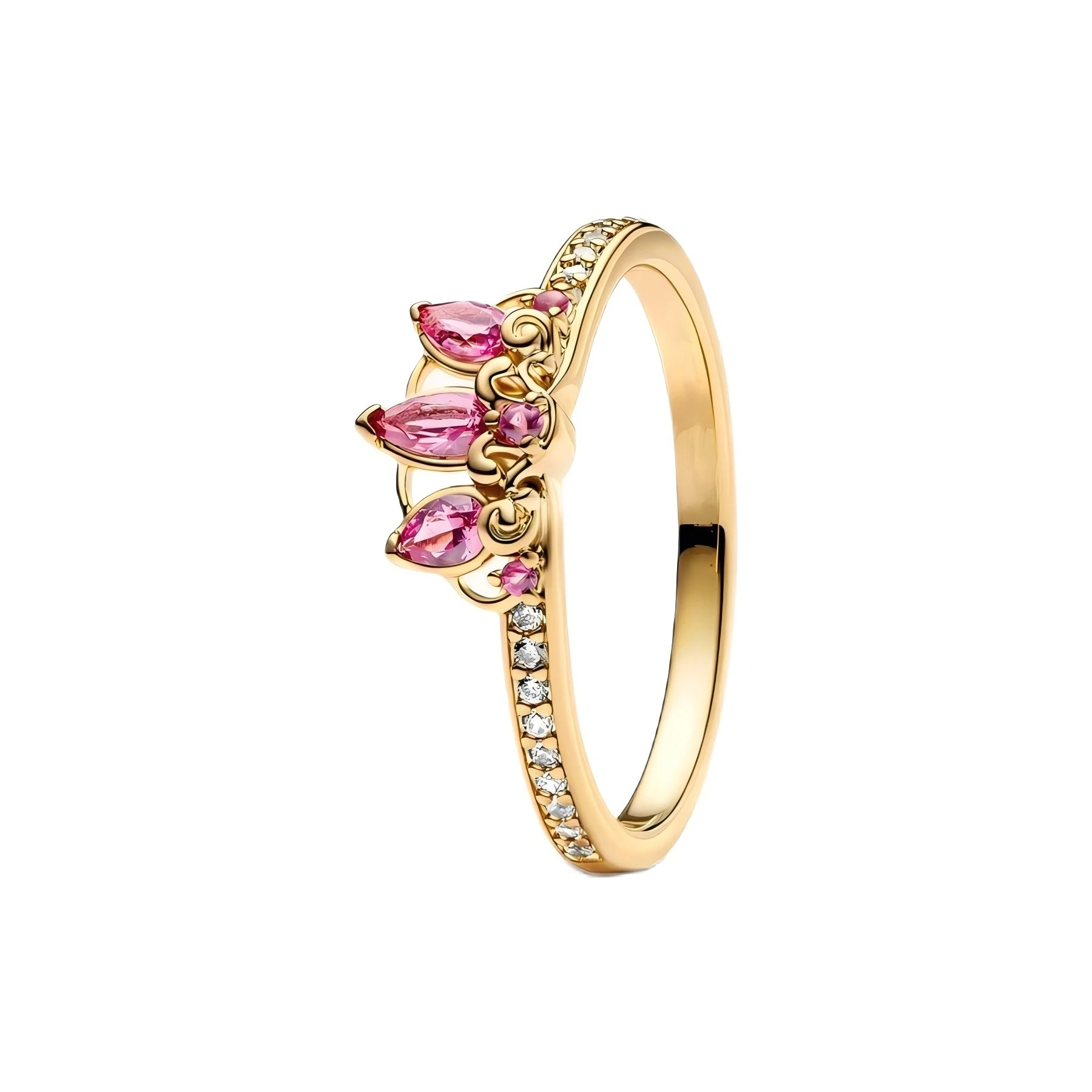 HOT 925 Sterling Silver All Princess Series Tiana Tiara,Aladdin Jasmine, Rapunzel Tiara Ring Women Finger Ring For Party Jewelry