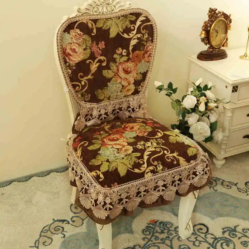 Chenille Chair Covers European Retro Diningchair Cushion Backrest Cover American Universal Chair Cover Set Home Decoration