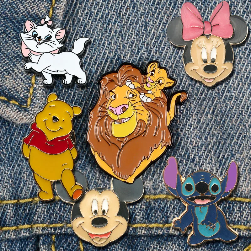 

Disney Mickey Mouse Simba Marie Cat Enamel Pins Badges on Backpack Lapel Pin Clothes Brooches for Women Jeans Accessorie Jewelry