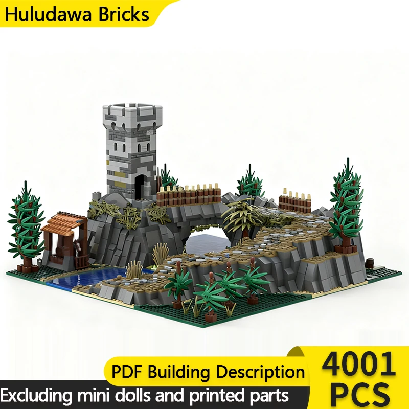 

Средневековый замок, модель MOC, строительные кирпичи, лесная крепость, часовая башня, модульная технология, детские праздничные подарки, сборный игрушечный костюм