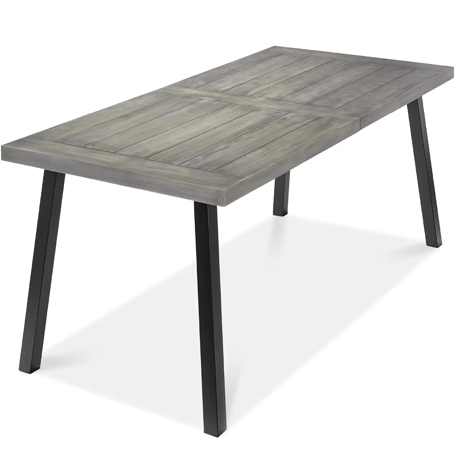 6-Person Indoor Outdoor Acacia Wood Dining Table, Picnic Table w/Powder-Coated Steel, 350 Pound Capacity Legs -, Customized