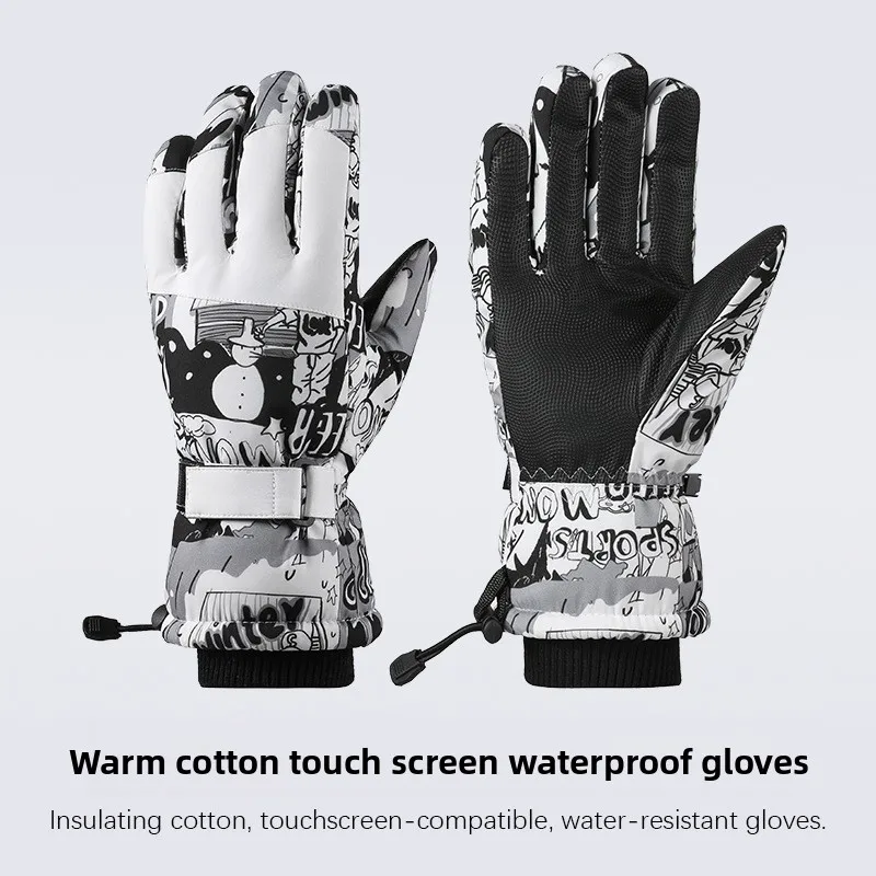 

Ski Gloves Winter Riding Winter Waterproof Single and Double Board Five-finger Warmth Outdoor Cold-proof Thickened Touch Screen