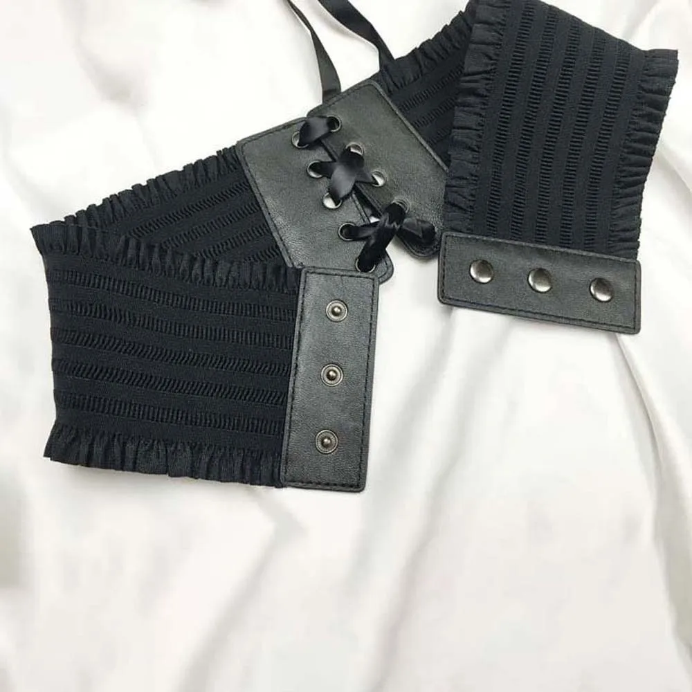 Adjustable Elastic Pleated Cummerbunds Strap Rope PU Wide Corset Waistband Polyester Soft Elastic High Wide Belt Ornament