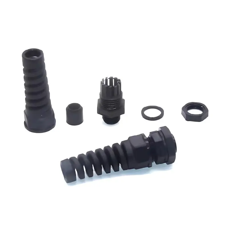 Waterproof Cable Gland Anti-bending Spiral Strain Relief PG7 PG9 M12 M16PG11 PG16 PG21 Joint Connector Black for 3mm-6.5mm