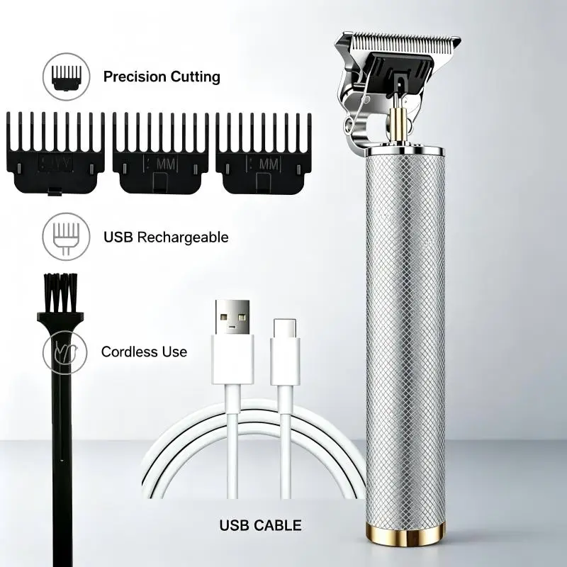 4 Color Vintage T9 Hair Outline Trimmer Hair Clipper USB Charging Precision Shaver With Limit Combs For Barbershop Hair Styling