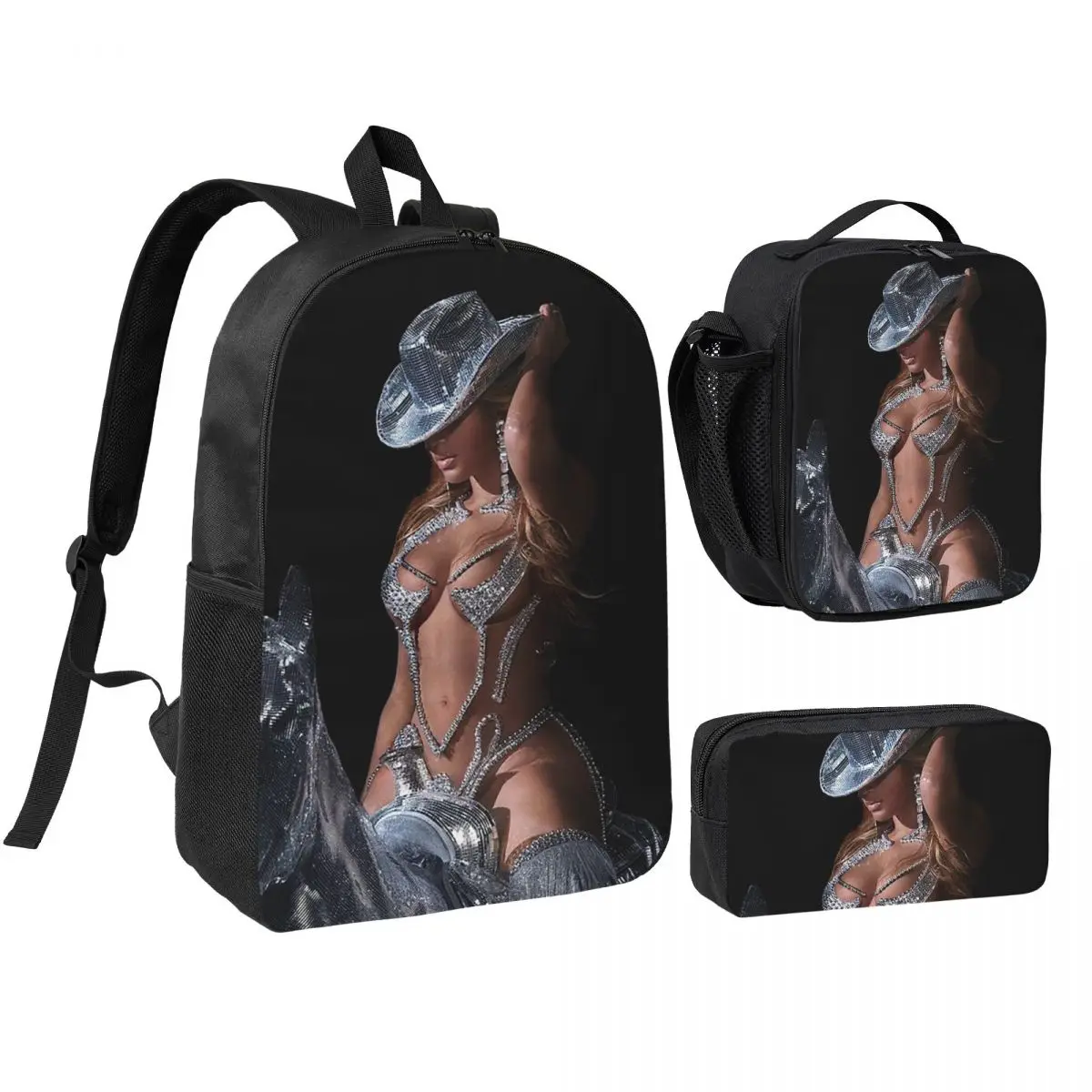 

Bey My House Singer Beyonce Backpack Boys Girls BookBag School Bag Laptop Shoulder Bags 3ps Insulated Lunch Bag Pencil Case