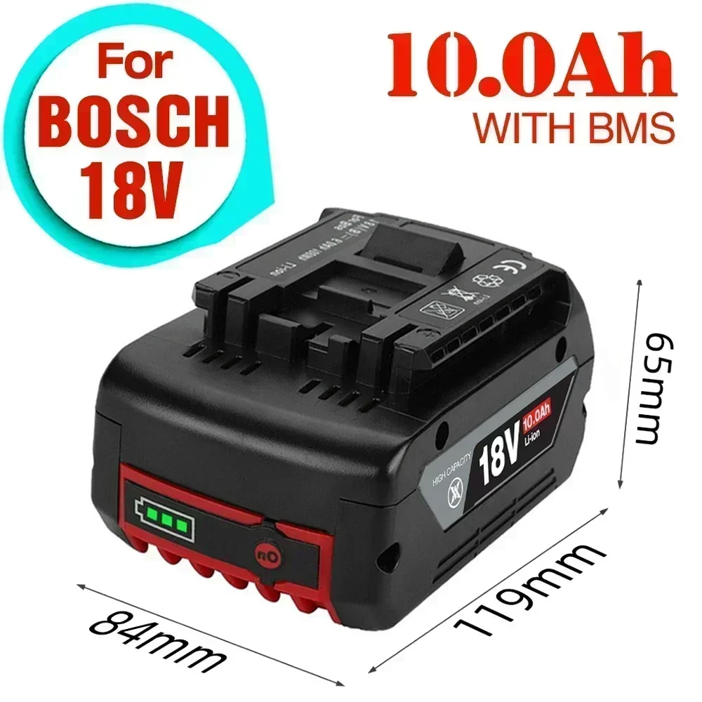 18V 10Ah แบตเตอรี่ Li-Ion แบบชาร์จไฟได้สําหรับ Bosch 18V เครื่องมือสํารอง 10000 mAh แบบพกพาสําหรับ BOSCH 18V แบตเตอรี่ BAT609