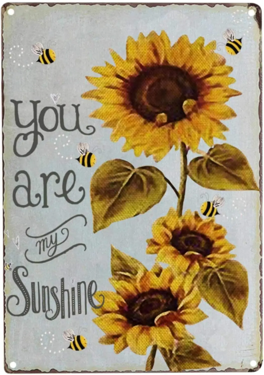 TISOSO You Are My Sunshine Sunflower Bee Retro Vintage Tin Bar Sign Country Home Decor for Home Living Room Bedroom Decoration 8