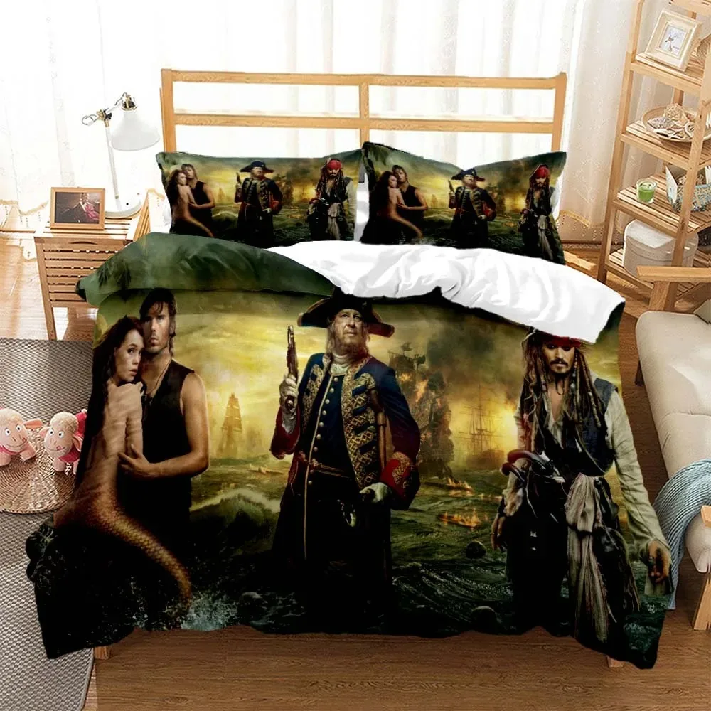 Pirates of the Caribbean Bed Linen Set,Pirate Movies Jack Boys Adult Bedding Set,Single Twin Full Queen King Size Bed