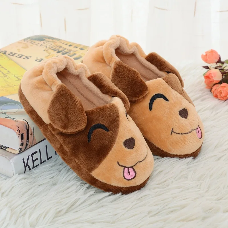 New Fashion Toddler Boys Slippers for Winter Baby Loafers Plush Warm Cartoon Dog Rubber Sole Children Home Shoes House Footwear