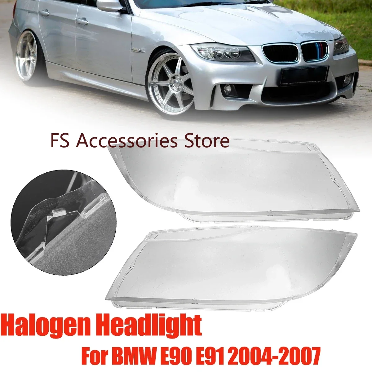 Car Front Headlight Lens Shell Cover Lampshade For BMW 3-series  E90 E91 Pre-facelift 2004-2007 Halogen Lamp Headlight Cover