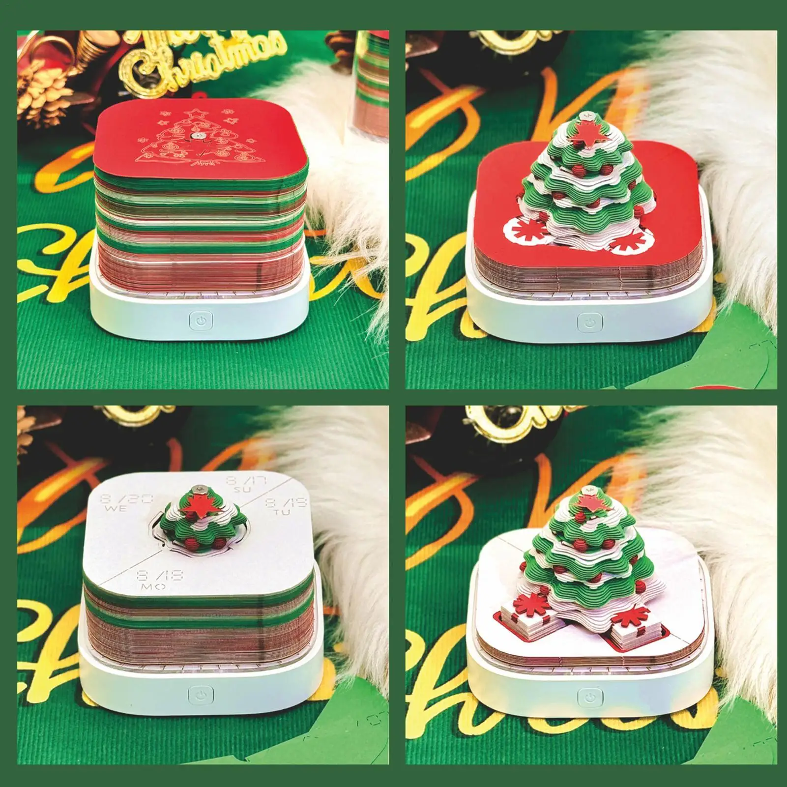 Time Piece Calendar Christmas Tree Paper Sculpture Calendar With Light Organizer Schedule Notepad For Time Management Family