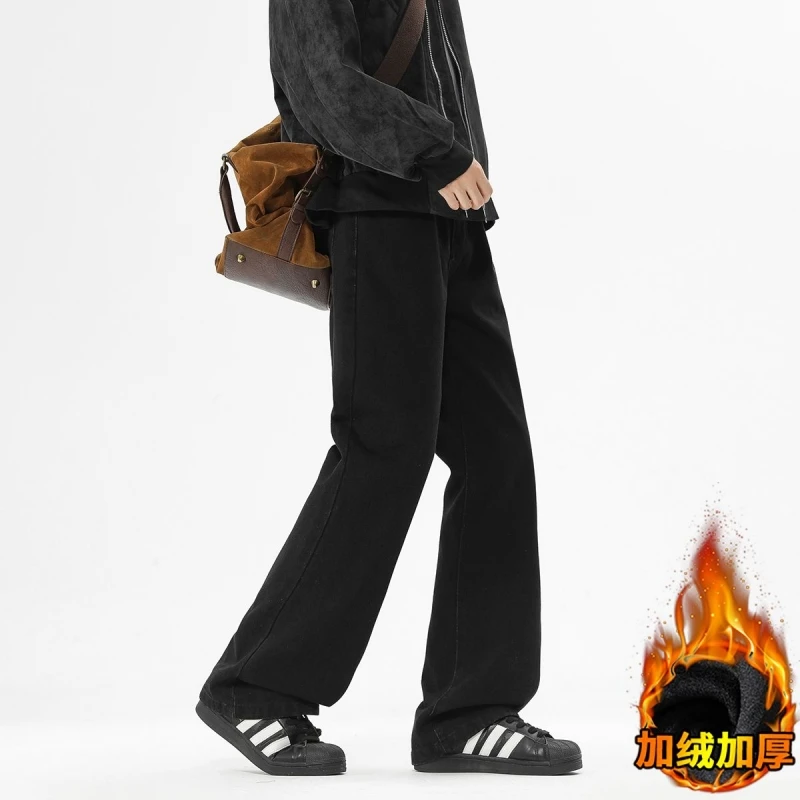 الخريف والشتاء بالإضافة إلى جينز مستقيم الساق من القطيفة السميكة للرجال، فضفاض أمريكي ريترو هاي ستريت كاجوال بنطال ذو قصة أرجل واسعة #3