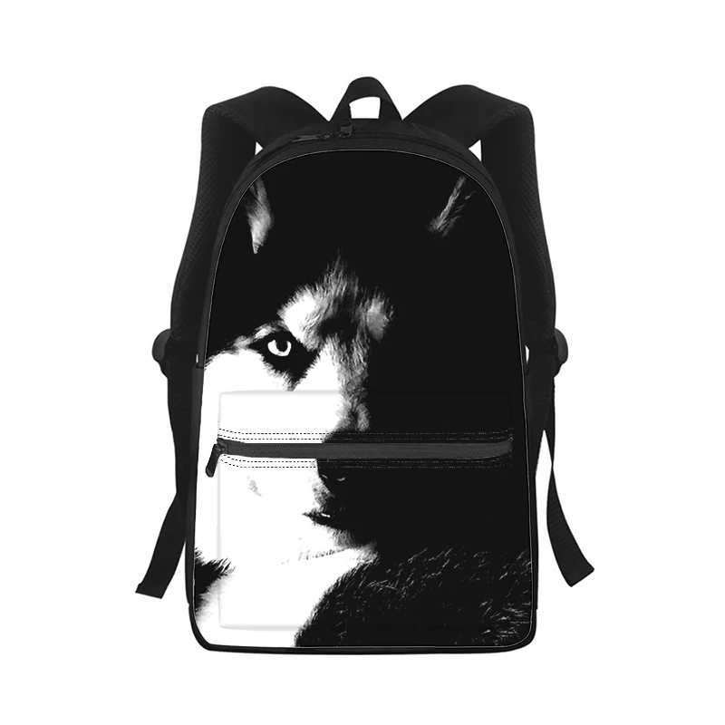 Husky Dog กระเป๋าเป้สะพายหลังสุดเท่สำหรับผู้ชายผู้หญิงพิมพ์ลาย3D แฟชั่นนักเรียนกระเป๋าเป้ใส่โน๊ตบุ๊คไปโรงเรียนกระเป๋าสะพายไหล่สำหรับเด็กเดินทาง