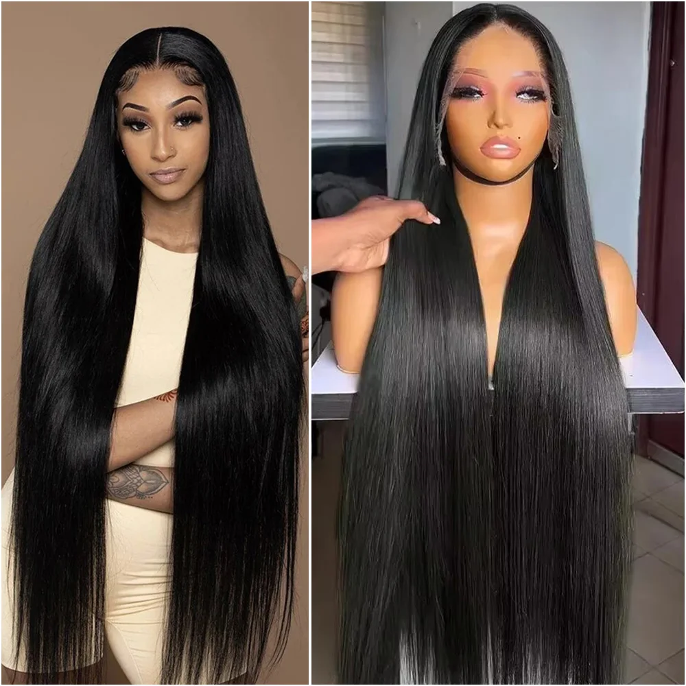 

Парик из натуральных бразильских волос с прямой текстурой, 200% плотность, 7x6, 360° прозрачный HD-кружевной фронт, 40 дюймов, 13x6 кружевной фронтальный парик для женщин