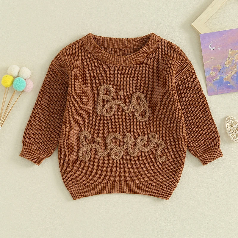 Lioraitiin-suéter con letras bordadas para niños y niñas, jersey de manga larga con cuello redondo, Tops de otoño, 18m-5 años, 2023-08-18