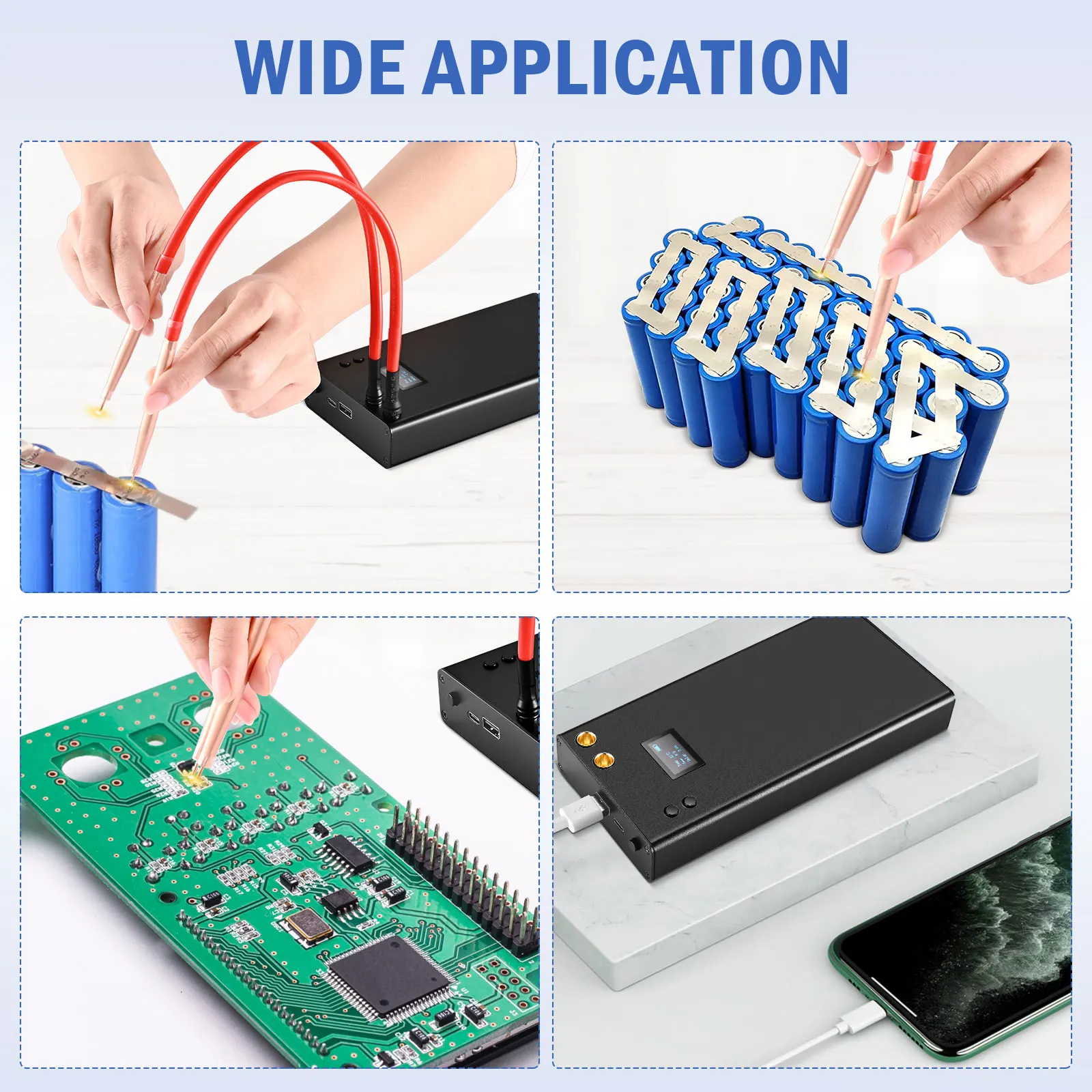 Mini-Digital-Punktschweißgerät mit LCD-Bildschirm, 7500 mAh – 70 einstellbare Stufen, tragbares DIY-Punktschweißgerät für 18650/26650/32650-Akkus, inklusive 5 m Nickelblech.