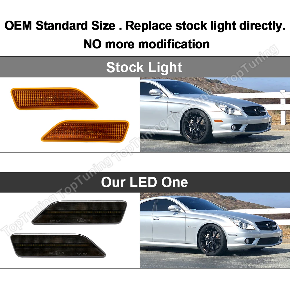 For Mercedes Benz CLS-Class W219 C219 2006-2011 2PCS Led Bumper Turn Signal Lights Side Marker Lamp OEM#2198200321