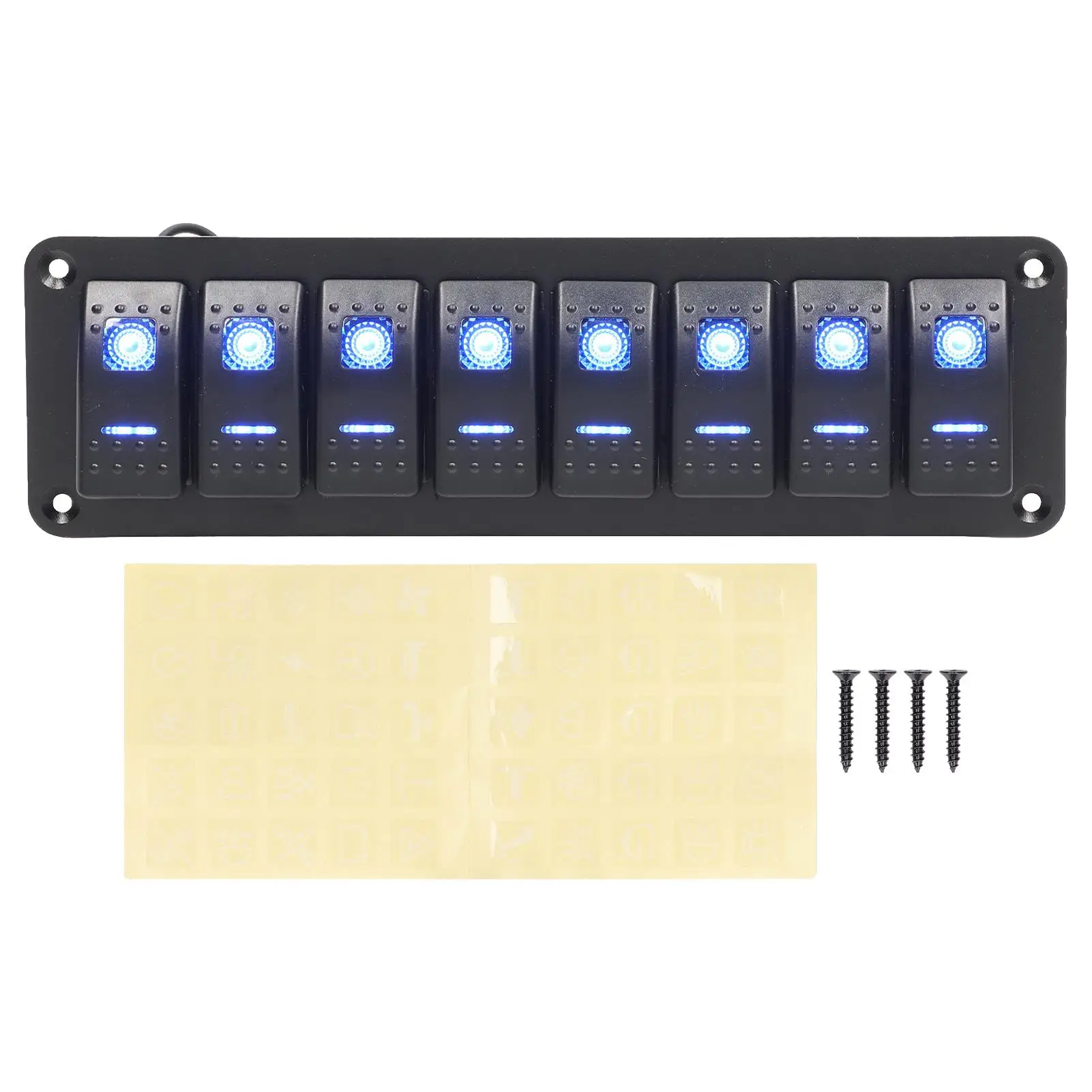 

8 Gang Waterproof Switch Panel with LED Indicators - Pre-Wired Smart IC for Headlamps, Fog Lights, and Side Markers