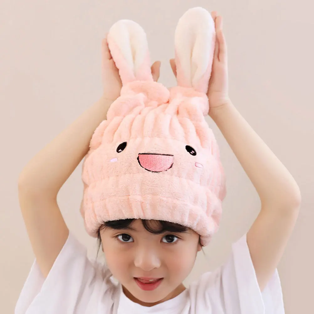 

2Pcs Rapid Hair Drying Towel Microfiber Soft Thick Bunny Ear Turban Super Absorbent Quick-Dry Hair Wrap Shower Cap