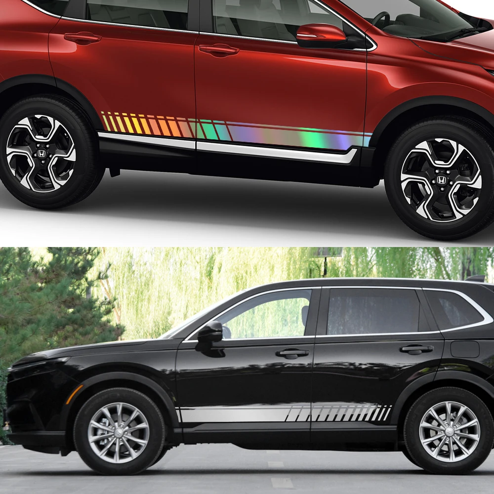 لهوندا CR-V 1 2 3 4 5 باب السيارة الجانب ملصقات المشارب الرياضة التصميم الفينيل فيلم الديكور الشارات السيارات ضبط اكسسوارات
