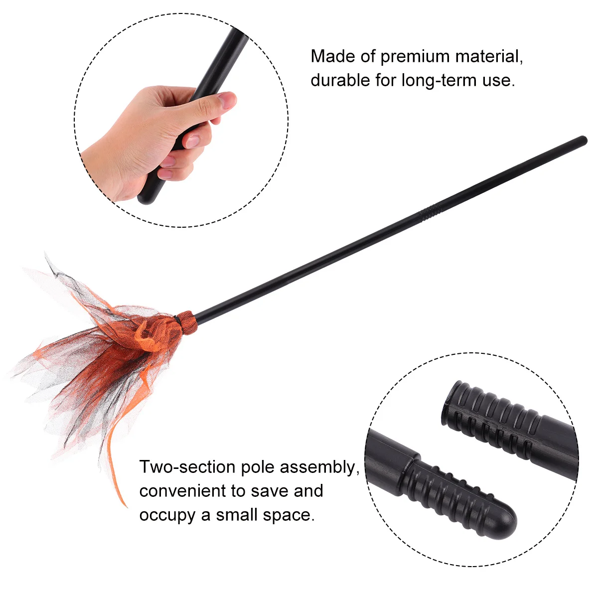 

Extendable Witch Broom High Quality Halloween Costume Prop for Wizards Witches Party Favors Decorations Accessories