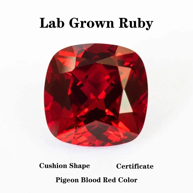 Top Lab Grown Ruby Pigeon Blood Red Color Cushion Cut Beads for Jewelry Making DIY Ring  Materials Selectable Certificat