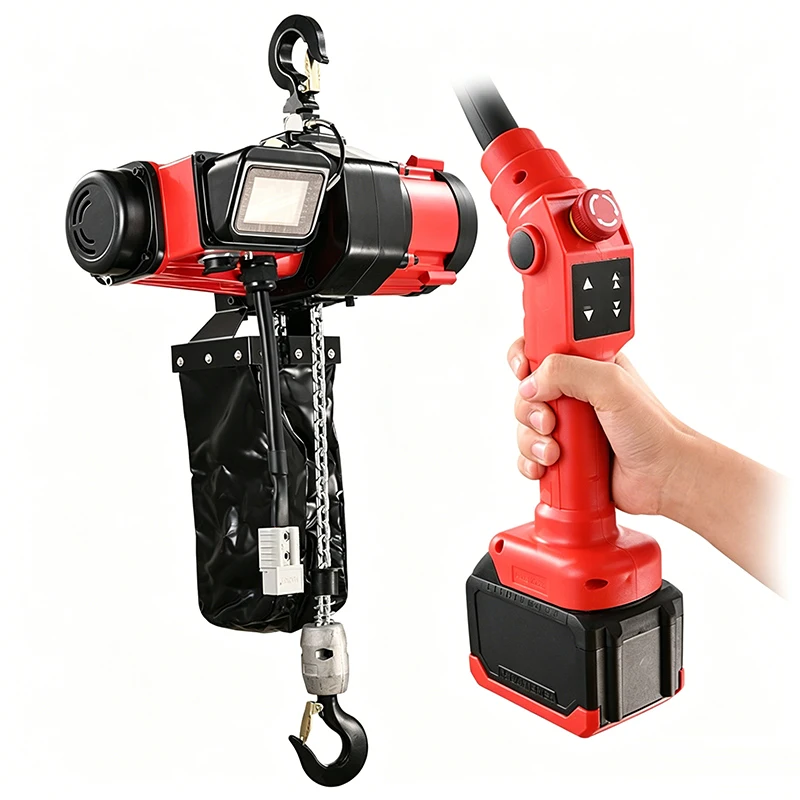 New Digital Display Adjustable Speed Lithium Ion Battery Powered Chain Electric Hoist Brushless Inverter Driven Freight Elevator