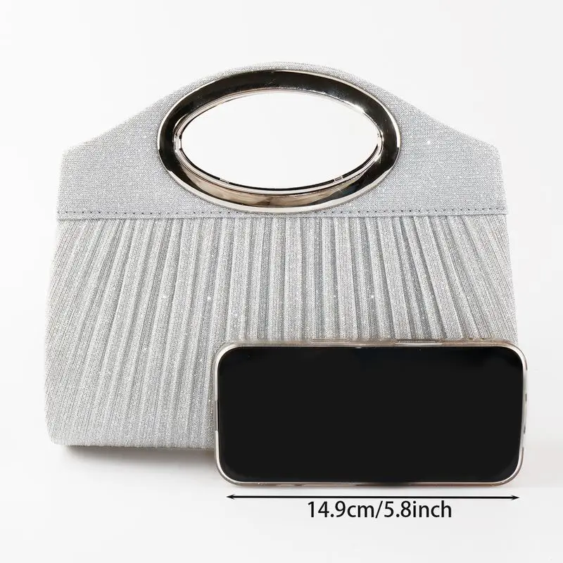 Elegant Pleated Handbag Small Clutch Bag Women's Romantic Wedding Crossbody Evening Bag