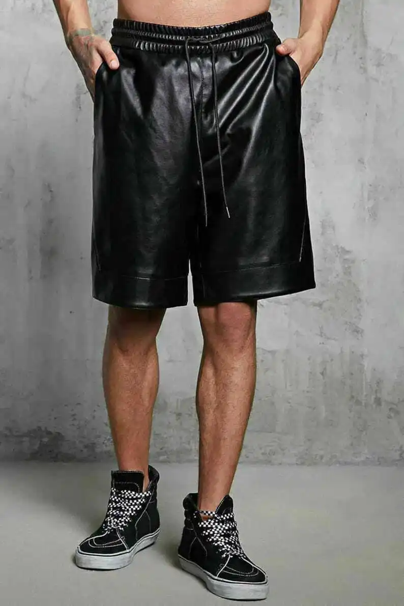 New Men's Leather Shorts Genuine Soft Lambskin Sports Gym Causal Wear Pants ZL01