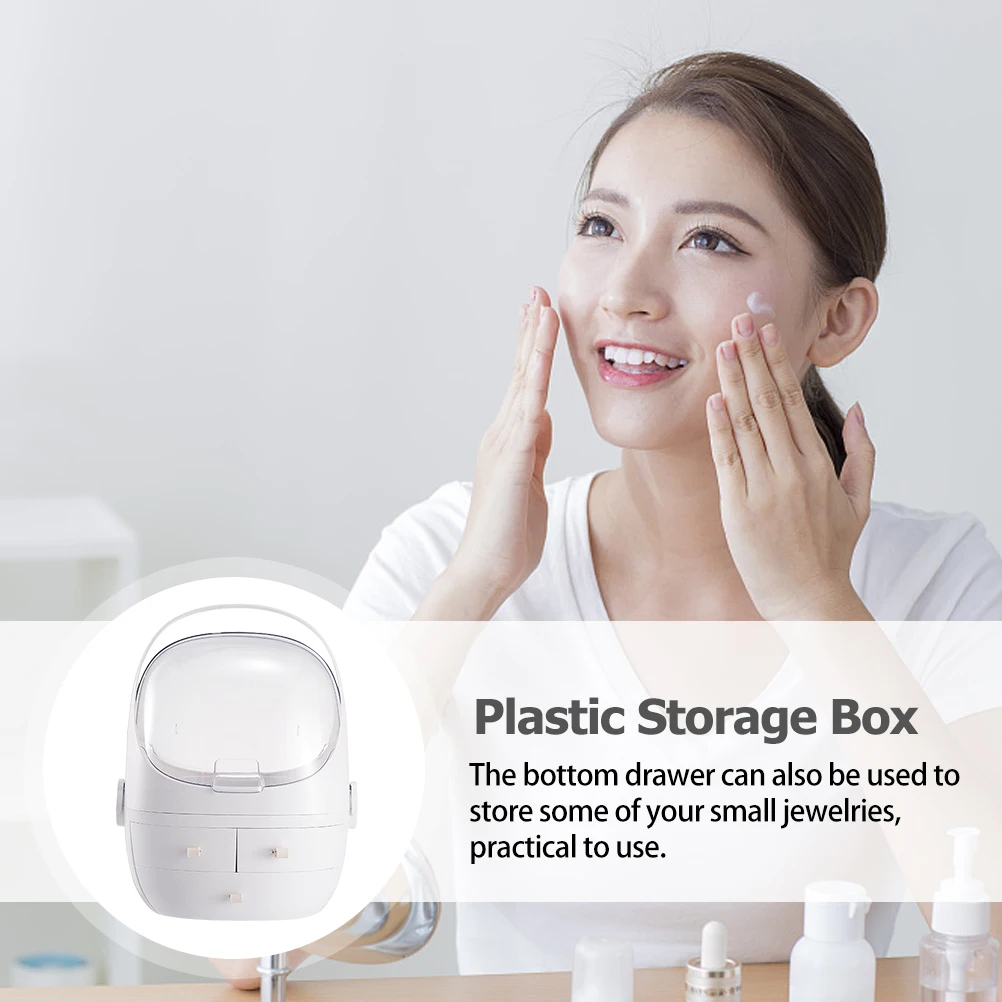 

Practical ABS Plastic Cosmetics ganizer Makeup Storage Box Transparent Design Handle Bottom Drawer Skin Care Products
