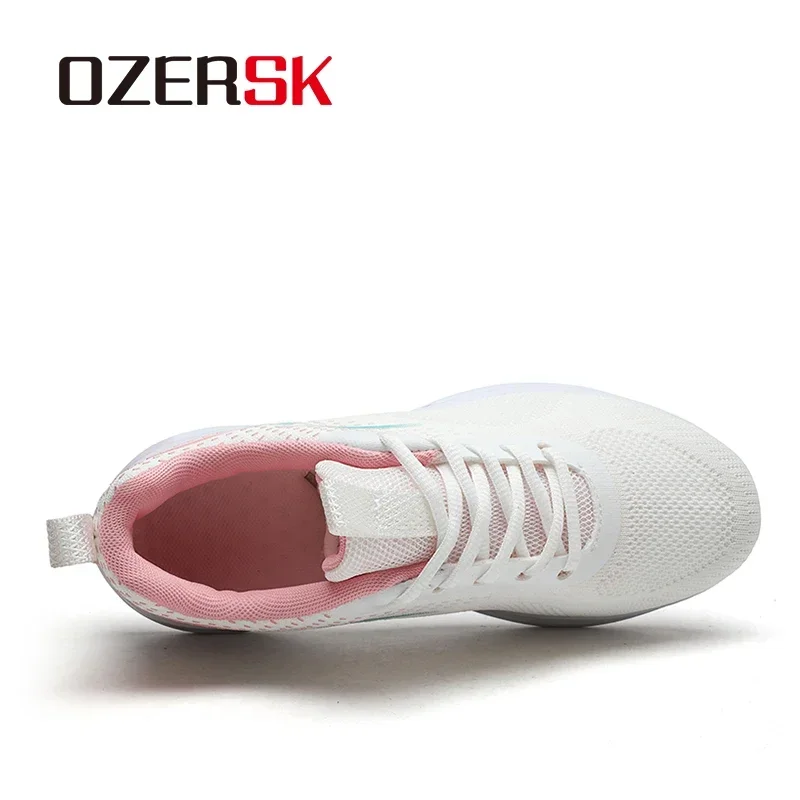 OZERSK Women Shoes New Hot Mesh Women's Shoes Breathable Knit Pink Mix Colors Sneakers Soft Platform Slip On Sneakers Woman