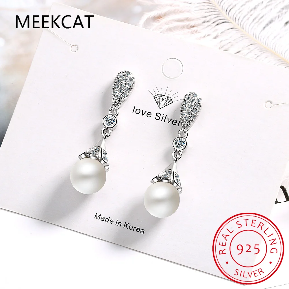 7-9mm Freshwater Pearl 925 Sterling Silver Dangle Drop Earrings for Women Fashion Trendy Gift Fine Jewelry Gift