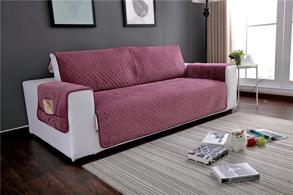 Thicken Non-slip Sofa Couch Cover Coat Chair Pet Dog Kids Furniture Protector Removable Washable Armrest Slipcovers 1/2/3 Seat