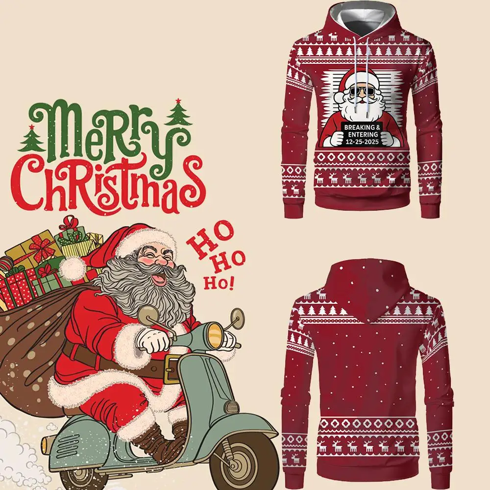 

Autumn And Winter Fun Santa Claus 3D Printed Hoodie Street Fashion Casual Sweatshirt Men And Women Christmas Party Gift Clothing