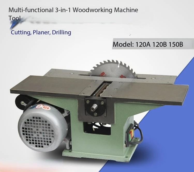 Adjustable multifunctional three in one woodworking table planer 150 desktop planer electric planer flat woodworking machine