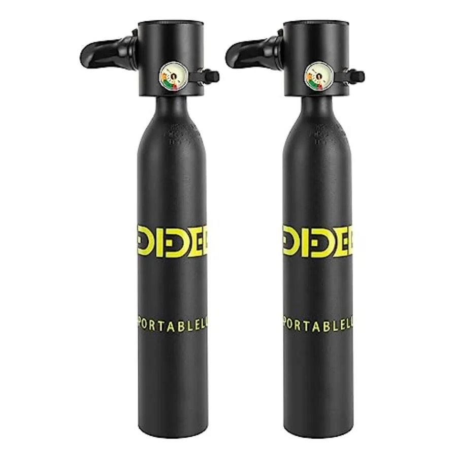 

Mini scuba tank for portable diving and snorkeling: 0.5L refillable oxygen cylinder aluminum alloy black 5-10 min underwater us
