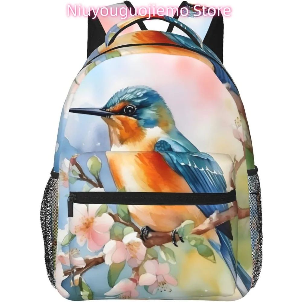 

Cute Bird Flower Lightweight Laptop Backpack Lightweight Multipurpose Travel Casual Daypack Unisex College Backapcks for Men Wom