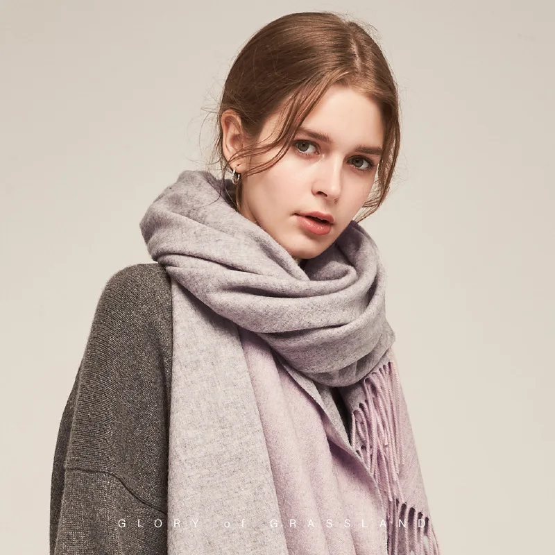 Bufanda de lana de 100% para mujer, chales gruesos de Cachemira para cicatrices de invierno, bufandas Pashmina de moda para mujer, bufandas de gran