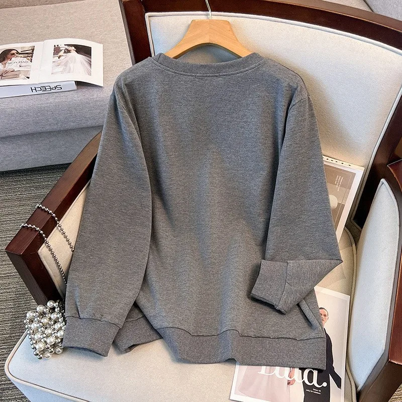 Picture 5: 175Kg Plus Size Women's Bust 170 Autumn Loose Round Neck Long Sleeved Printed Sweatshirt Black Gray 4XL 5XL 6XL 7XL 8XL 9XL