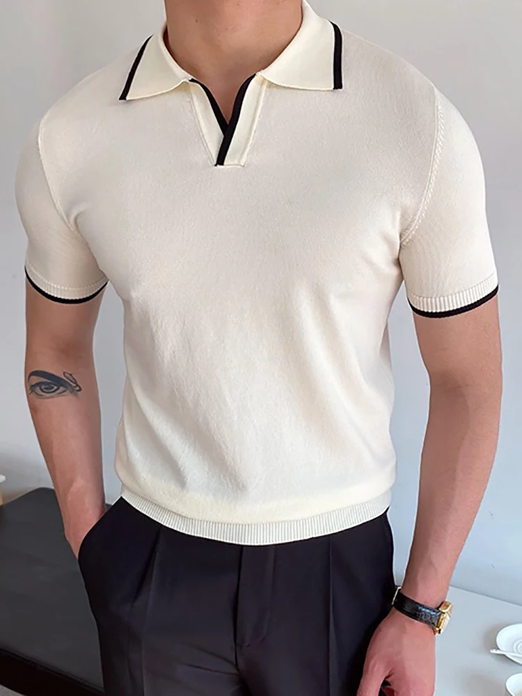 Polos de moda de verano para hombre, Polos informales de retales con cuello vuelto de manga corta, ropa para hombre, Tops para hombre, Jersey, ropa