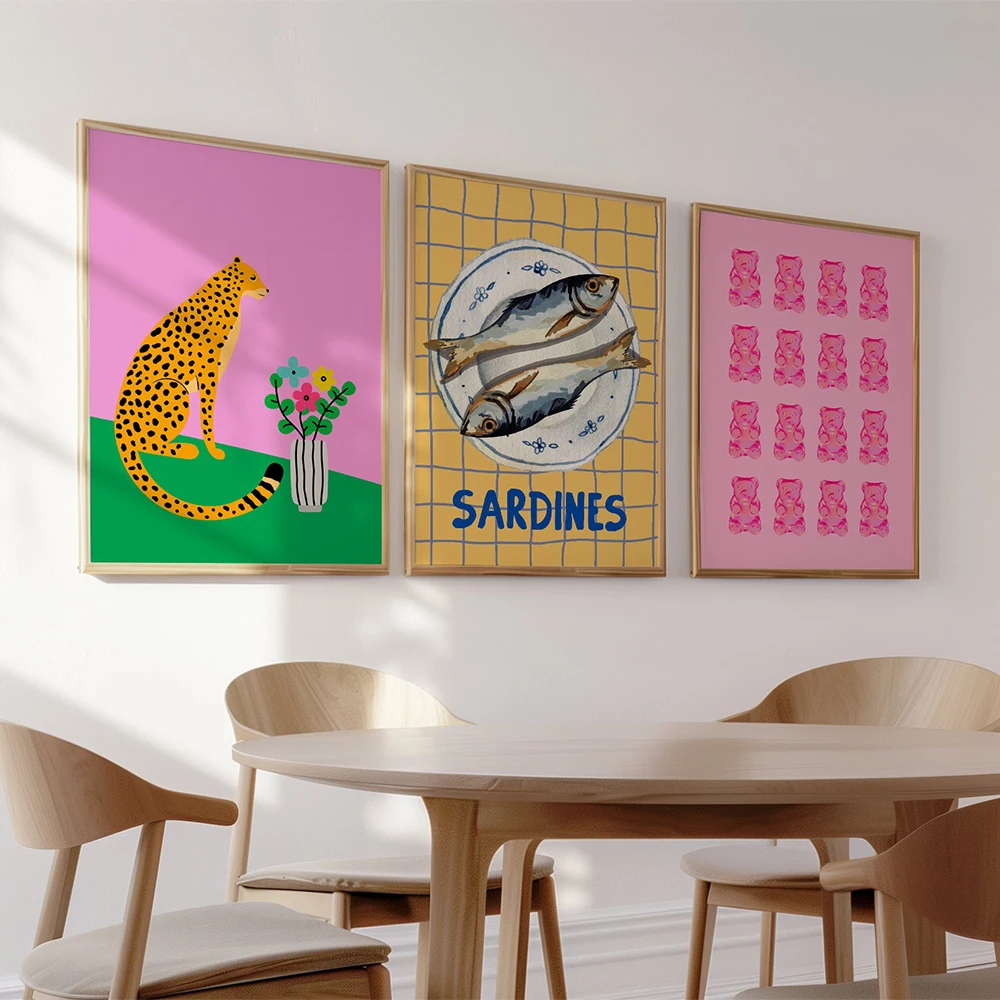 Colorful Eclectic Poster Set Prints Hot Pink Room Decor Dopamine Wall Art Canvas Painting Trendy Abstract Home Decoration Murals
