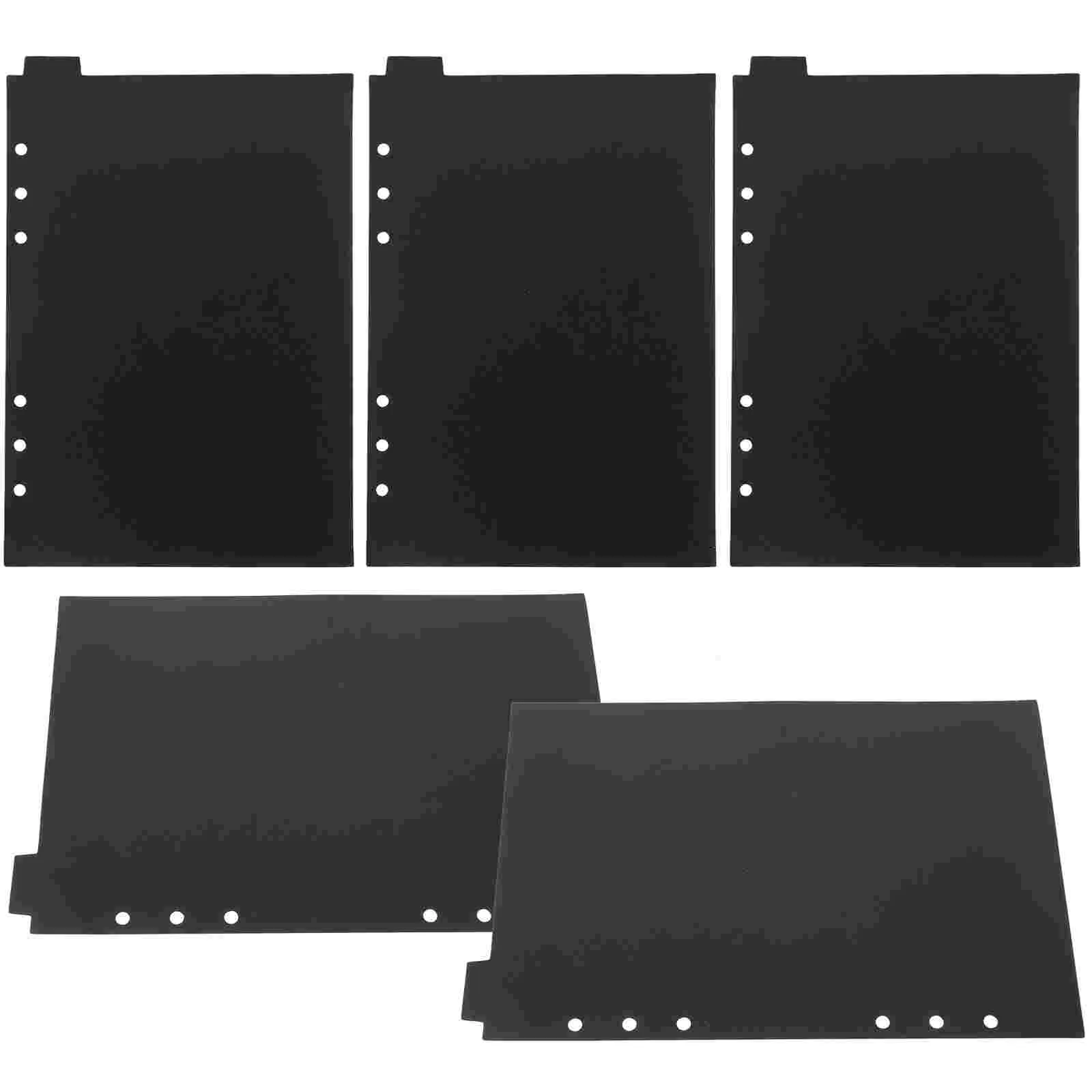 

5 Pcs Dividers Partition Baffle Binder Tabs Label Card Desk Organizers and Storage Black Pp