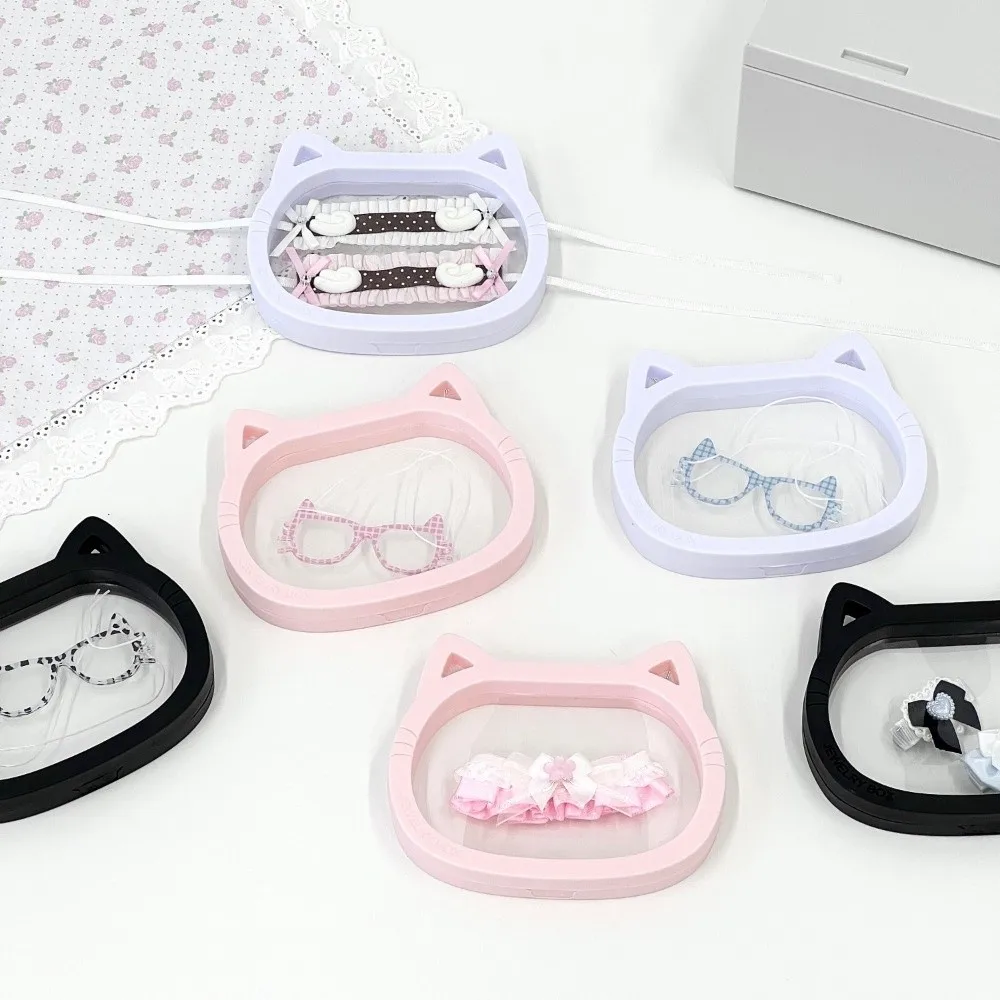 Cute Cat Ear Shaped Jewelry Boxes Dustproof Portable Floating Storage Boxes Transparent Lightweight